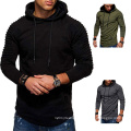 2021 Oversized  Autumn Large Size New Solid Color Shoulder Pleated Hem X-Shaped Leather Logo  Pullover Men's plus-size hoodies